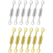 Pack of 12 Gold and Silver Color Magnetic Lobster Clasps for Jewelry. Strong Magnet Accessory for Necklace, Bracelet. DIY Friendly. (Regular)